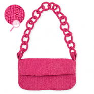 Bolso de mano con abalorios de vidrio Fucsia
