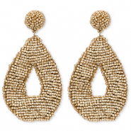 Pendientes trendy con abalorios de vidrio gota Dorado