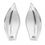 Pendientes Acero Inox hoja Plateado