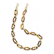 Correas de muñeca trendy para móvil en acrílico Marrón dorado-dorado