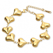 Pulseras Acero Inox coraz&oacute;n Dorado