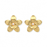Pendientes Acero Inox flor Dorado