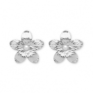 Pendientes Acero Inox flor Plateado