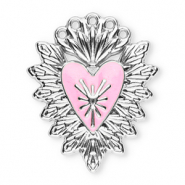 Colgantes Acero Inox sagrado corazón Plateado-rosa claro