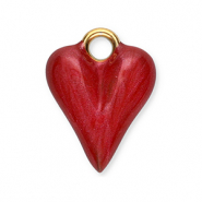 Colgantes Acero Inox corazón Dorado-rojo