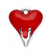 Colgantes Acero Inox corazón Plateado-rojo