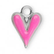 Colgantes Acero Inox corazón Plateado-rosa