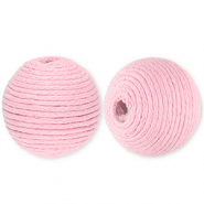 Abalorios acr&iacute;licos 22 mm con cord&oacute;n encerado Rosa claro