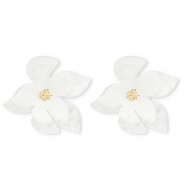 Pendientes resina trendy flor Blanco-dorado
