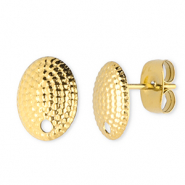 Fornituras acero inox pendientes óvalo con anilla Dorado