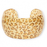 Pulseras bangle de resina con estampado leopardo Multicolor marr&oacute;n