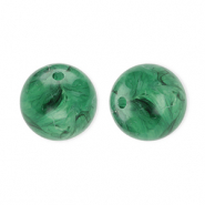 Abalorios acrílicos 12 mm redondos Verde oscuro-mármol