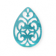 Colgantes de resina gota barok 38x27mm Azul Atolón