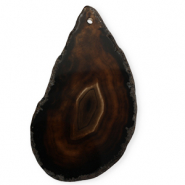 Colgantes de piedra natural &Aacute;gata gota Negro-marr&oacute;n-gris claro