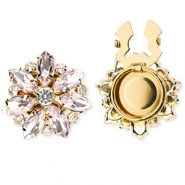 Metal TQ lat&oacute;n cubrebotones flor Dorado-rosa claro-cristal