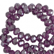 Abalorios faceteados disco 8x6 mm Morado berenjena-revestimiento pearl shine