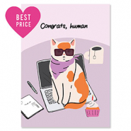 BY31® Tarjetas para joyería "Congrats, human" Púrpura-naranja-negro