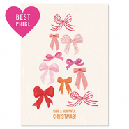 BY31® Tarjetas para joyería "Have a bowtiful Christmas!" Beige claro-rosa-rojo-naranja cálido