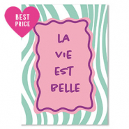 Tarjetas para joyería "la vie est belle" Verde-rosa