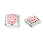 Acero Inox link-eslab&oacute;n para pulsera italiana con dijes Acero Inox smiley Plateado-rosa claro-p&uacute;rpura