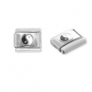 Acero Inox link-eslab&oacute;n para pulsera italiana con dijes Acero Inox Yin & Yang Plateado-negro-blanco