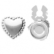 Cubrebotones Acero Inox corazón Plateado