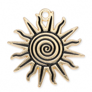 Colgantes met&aacute;licos sol con espiral Dorado-negro