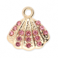 Colgantes metálicos concha con strass Dorado-rosa