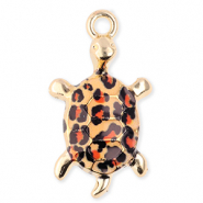 Colgantes metálicos tortuga con estampado leopardo Dorado-naranja-negro