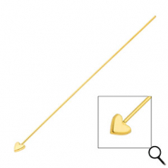 BY31® Fornituras Acero inox bastón con cabeza corazón 70mm Dorado