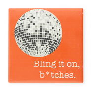 BY31&reg; Azulejo decorativo con frase "Bling it on, b*tches." Naranja c&aacute;lida-blanco-gris