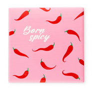 BY31&reg; Azulejo decorativo con frase "Born spicy" Rosa-rojo-verde-blanco
