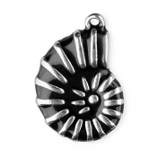 Colgantes Acero Inox esmalte concha Plateado-negro