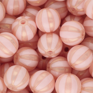 DQ&reg; Abalorios acr&iacute;licos 12 mm con rayas Rosa claro-rosa melocot&oacute;n