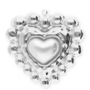 Colgantes Acero Inox coraz&oacute;n Plateado-blanco