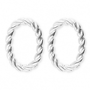 BY31&reg; Pendientes Acero Inox &oacute;valo retorcido Plateado