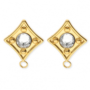 BY31&reg; Fornituras Acero Inox pendientes rombo con cristal con anilla Dorado-cristal