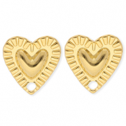 BY31&reg; Fornituras Acero Inox pendientes coraz&oacute;n con anilla Dorado
