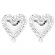 BY31&reg; Fornituras Acero Inox pendientes coraz&oacute;n con anilla Plateado