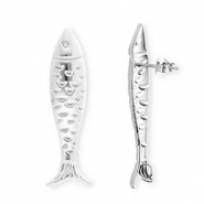 BY31&reg; Fornituras Acero Inox pendientes pez con anilla Plateado