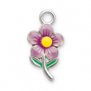 Colgantes Acero Inox flor Plateado-rosa claro-amarillo