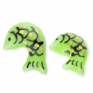 Abalorios de cer&aacute;mica pez Verde-amarillo-negro