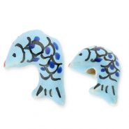 Abalorios de cer&aacute;mica pez Azul-negro
