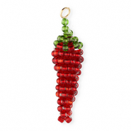 BY31® Colgantes de abalorios de cristal pimiento Rojo oscuro-verde