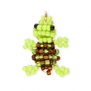 BY31® Colgantes de abalorios de cristal tortuga Verde lima-marrón-negro-dorado