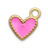 Colgantes Acero Inox coraz&oacute;n Dorado-rosa