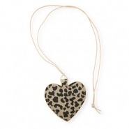 Colgantes llamativos corazón con estampado leopardo Marrón beige-marrón oscuro