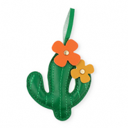 Colgantes llamativos cactus con flores Verde oscuro-naranja-marrón ocre