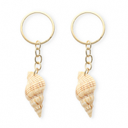 Llavero conchas Marrón beige-dorado