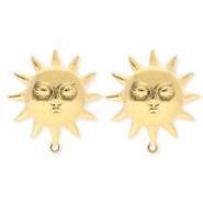 BY31&reg; Fornituras Acero Inox pendientes sol con rostro con anilla Dorado